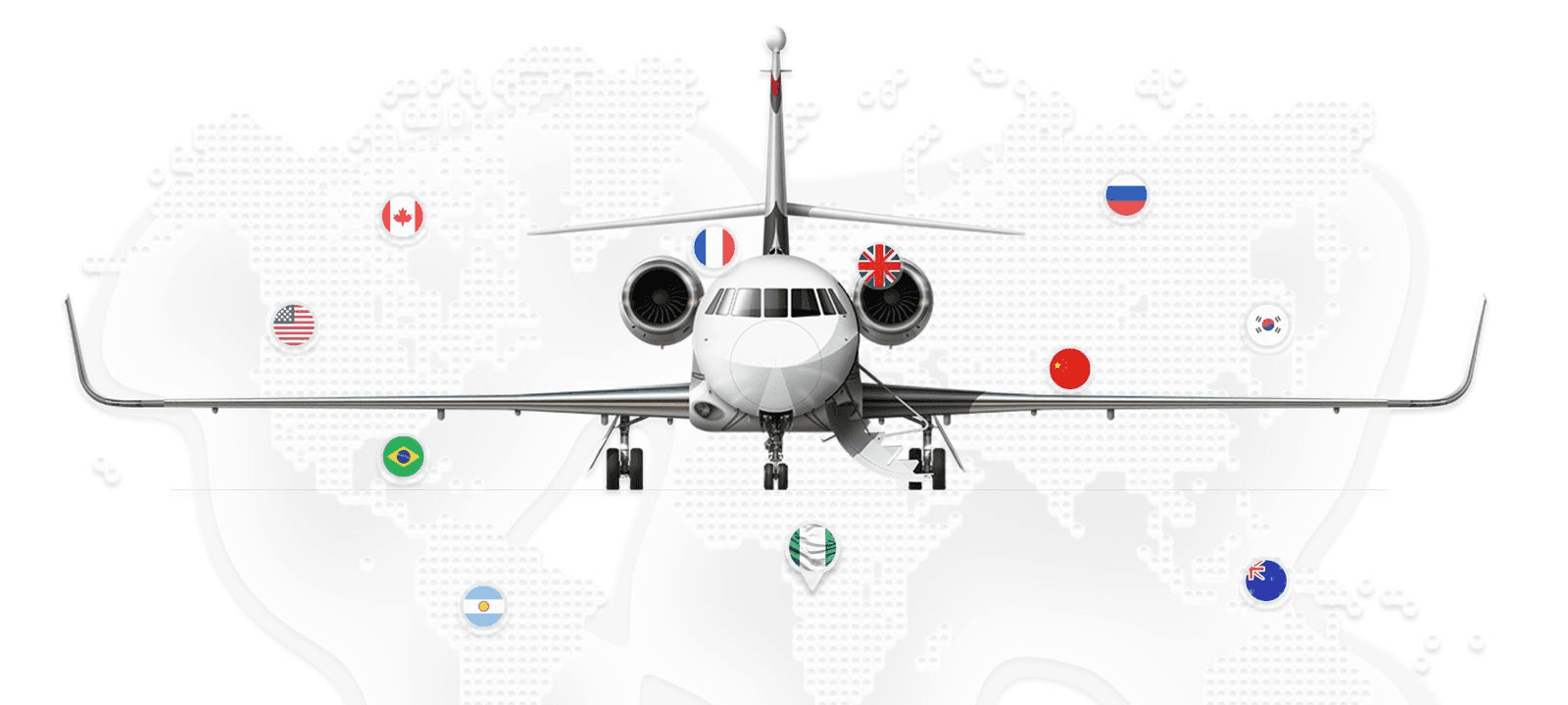 Airplane with country flags